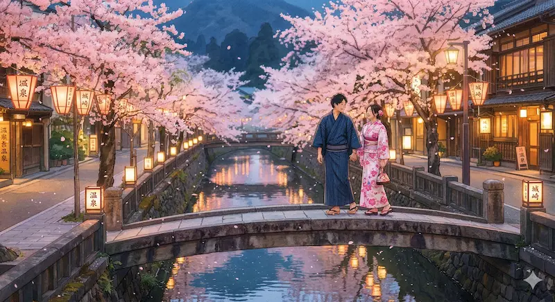 기노사키온천 봄