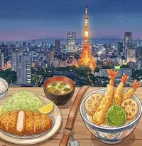 도쿄 튀긴 음식들