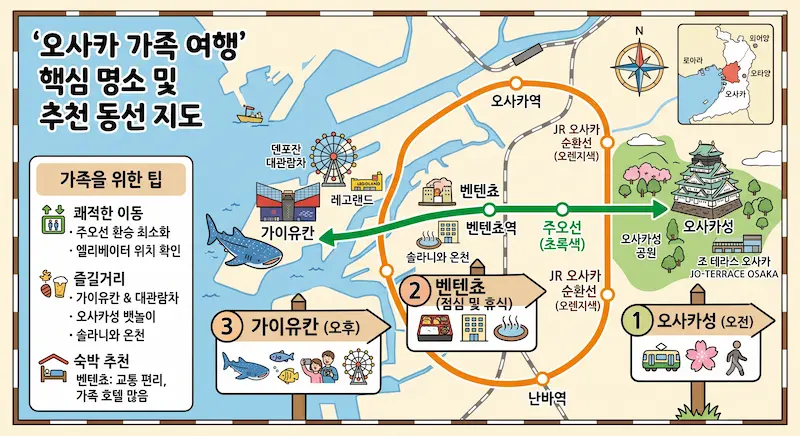 오사카 기족여행 노선도